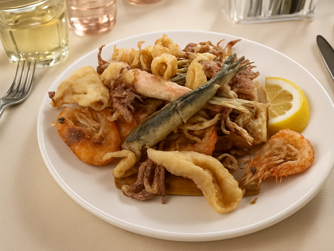 Frittura di paranza dorata e croccante con limone